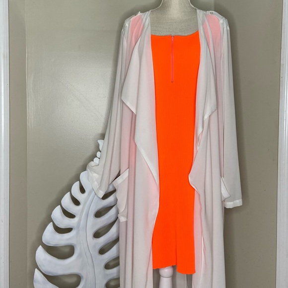 Dresses & Skirts - Neon Orange Rubbed Bodycon Dress Size 2X